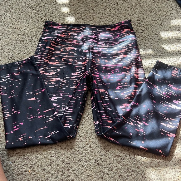 RBX womans' Black and Pink Patterned Leggings - Picture 1 of 2